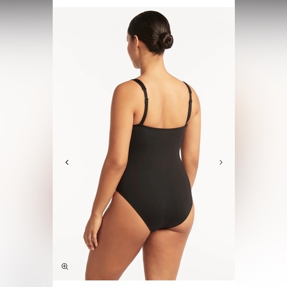 SEA LEVEL SWIM Eco‎ Essentials Square Neck One Piece 14 Black - Picture 2 of 11